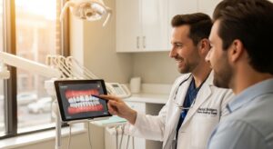 Patient consultation in a Boston dental office about dental bridges